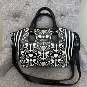 Loungefly The Little Mermaid Black and White Anchor Print Purse